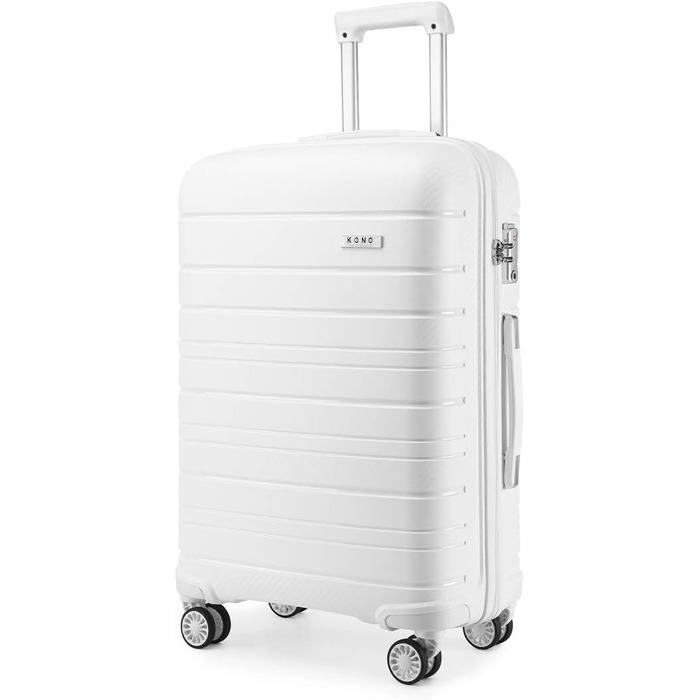 Валіза KONO з TSA-замком та 4 спінінг-колесами, білий колір, розмір S (Cabin 20 Inch)