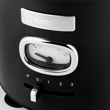 Блендер Westinghouse Retro, 1.5 л, скляна чаша, 600 Вт, 3 швидкості, пульсація, 6-лезове ножі, нержавіюча сталь, BPA-free, чорний