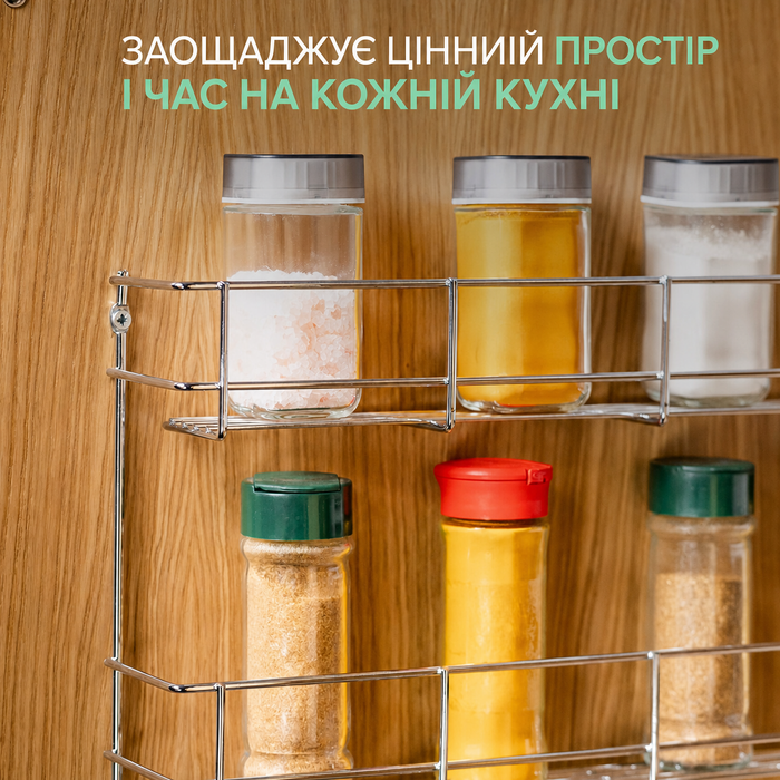 Полиця для спецій Copa Design 4 рівні підвісна 40,5х50 см срібляста