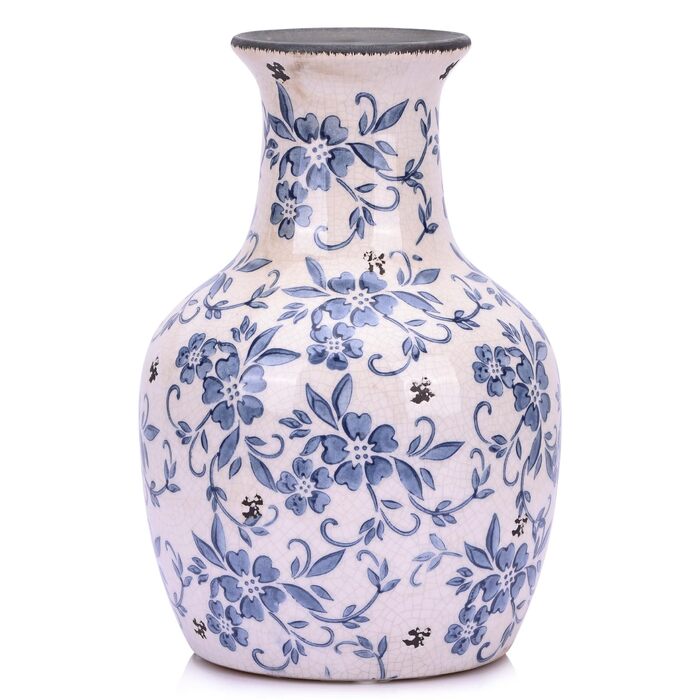 Ваза керамічна Blau-weiße Chinoiserie 27.9 см вінтажна для квітів та декору в стилі рустик, блакитна ваза для букета