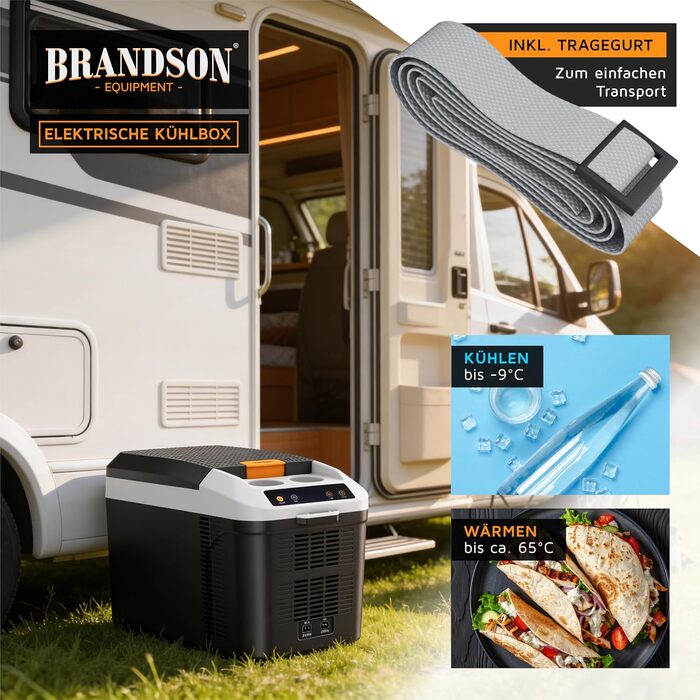 Електричний автохолодильник Brandson 10L (Cool Grey) – термобокс з функціями охолодження та підігріву (до 65°C), 230V/12V
