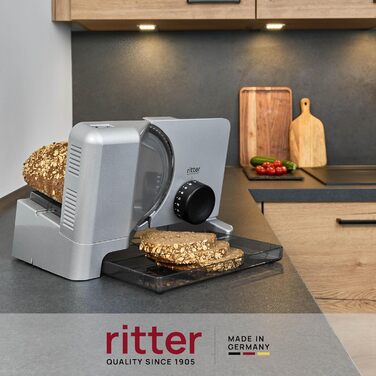 Електрична універсальна слайсер-машина Ritter E 16 Duo Plus з металу, ECO-мотор, Німеччина, срібляста