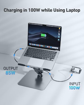 Підставка для ноутбука BENFEI з док-станцією 7-в-1 USB-C: HDMI 4K@60Hz, SD/MicroSD, Power Delivery 100W, USB 3.2 10Gbps для MacBook Pro/Air, iPad Pro, XPS, ThinkPad