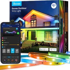 Govee LED стрічка 10м для вулиці, RGBIC, водонепроникна IP65, з керуванням Alexa та Google Assistant, для тераси, вечірок