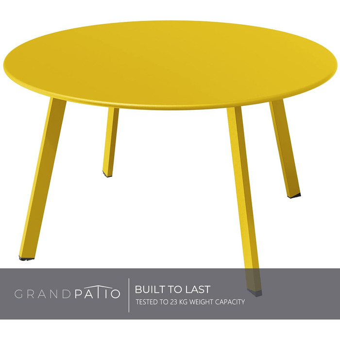 Стіл Grand Patio для балкона та саду, журнальний, універсальний, металевий, для дому та офісу, жовтий
