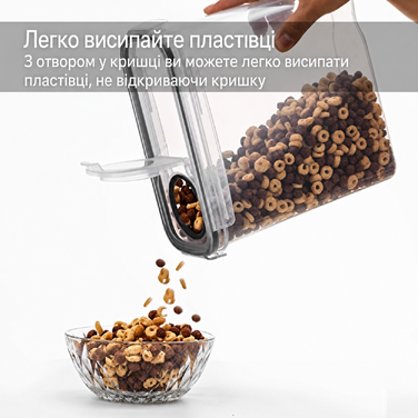 Набір герметичних контейнерів Vtopmart 4 л, 4 шт, для зберігання круп, борошна, цукру, пластикові, BPA Free, з етикетками, чорний