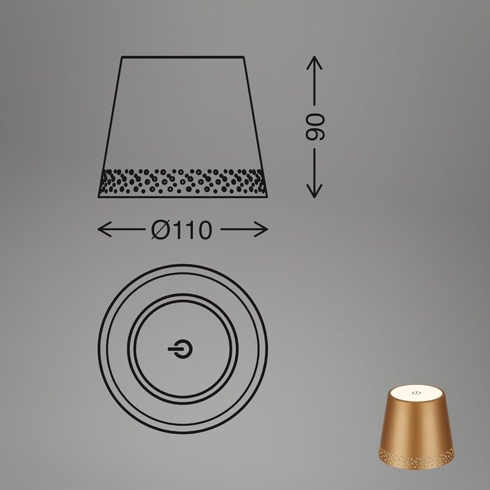 BRILONER LED нічник-лампа на пляшку, димована, сенсорна, акумуляторна, настільна, для читання, тепле біле світло, 11x9 см, золото-матова