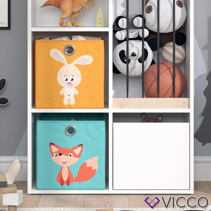 Дитяча полиця Vicco Luigi біла 72x107.8 см з 2 коробами, опція 1 107x114 см з 6 коробами