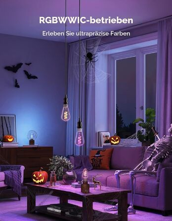 Розумна LED-лампа Govee Smart Edison ST64 E27, RGBWW, 500лм, димнування, керування зі смартфона