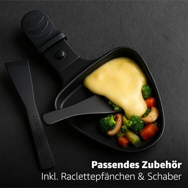 Набір для раклету 8er Raclette - гриль для столу з антипригарними сковорідками та скребками, гранітна та антипригарна плити (набір для фондю)