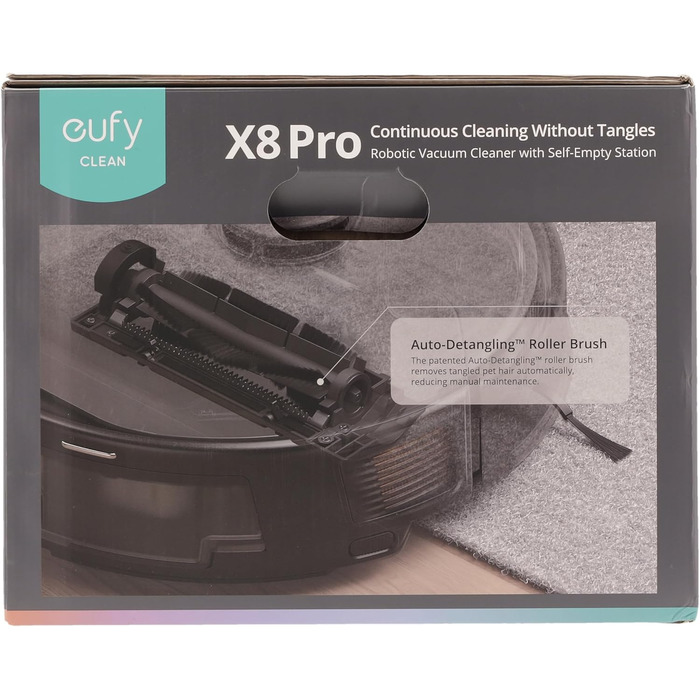Робот-пилосос eufy X8 Pro з базою для самоочищення і функцією вологого прибирання, Twin-Turbine™ 2×4000 Па, щітка проти заплутування, лазерна навігація iPath™, для твердих підлог і килимів