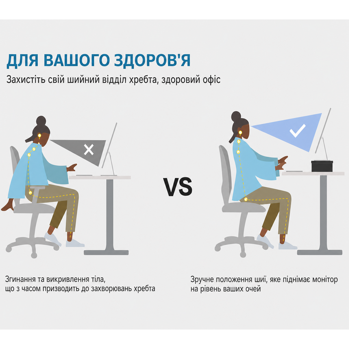Підставка для монітора FITUEYES дерев'яна, ергономічна, для ноутбука, принтера, телевізора, чорна, 42,5x23,5x10 см