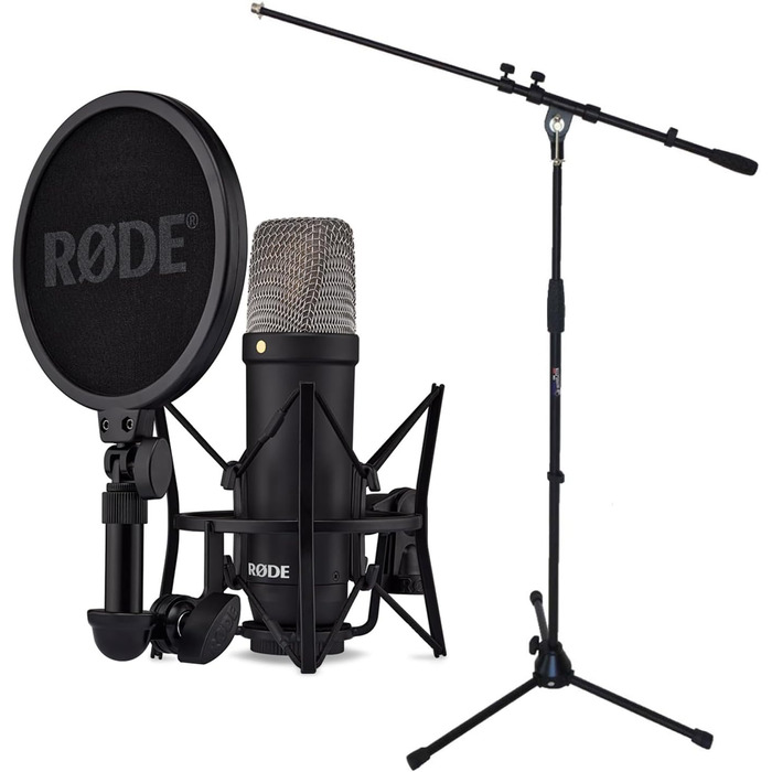 Студійний конденсаторний мікрофон Rode NT1 Signature Black з підставкою keepdrum