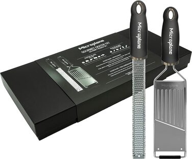 Набір кухонних терок Microplane (цедра та овочерізка) для пармезану, картоплі, огірка, цукіні, моркви, імбиру, мускатного горіха, чорний, леза з нержавіючої сталі