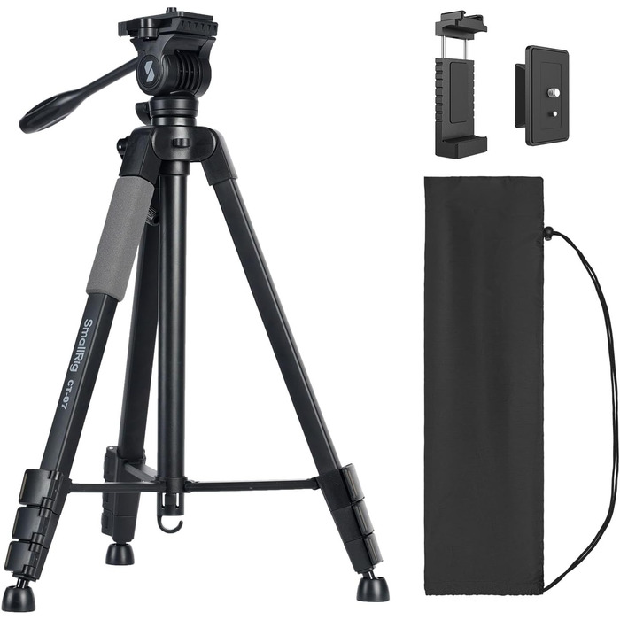 SMALLRIG CT-07 туристичний штатив 1,61 м для iPhone та камери, універсальний телефонний і камерний штатив із швидким перемиканням вертикальної/горизонтальної орієнтації, регульованими кутами та сумкою, модель 4689