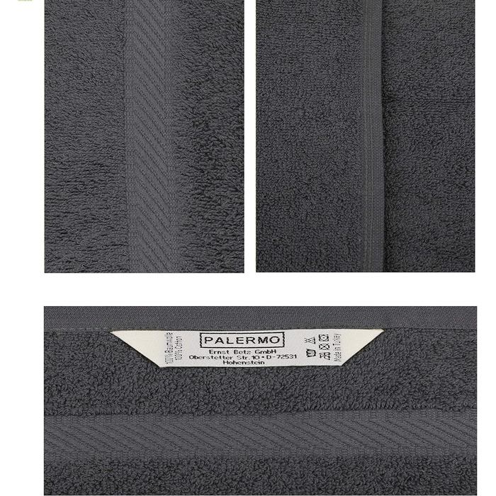 Набір рушників Betz PALERMO 12 шт, 100% бавовна, антрацит, 50x100 см