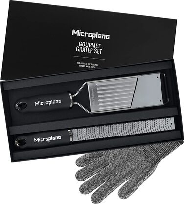 Набір кухонних терок Microplane (цедра, овочерізка, рукавичка) для пармезану, картоплі, огірка, цукіні, моркви, імбиру та мускатного горіха з ультра гострими лезами з нержавіючої сталі