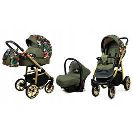 Дитячий візок 3в1 BabyLux Colorlux (люлька, прогулянкова коляска, автокрісло) з квітковим принтом