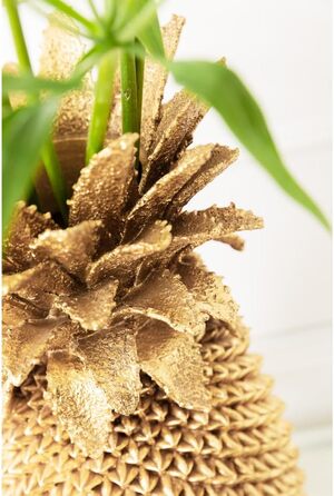 Ваза Kare Design Ananas, золота, 30x15x15 см - Декоративна ваза для квітів у вітальню, на полицю, екзотичний стиль