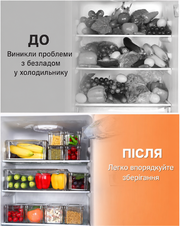 Набір органайзерів для холодильника, прозорі контейнери 10 шт, з кришками, для кухні, ванної, офісу, без BPA