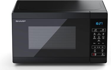Мікрохвильова піч SHARP MS02EB, 800 Вт, 11 режимів, розмір 44x25,8x32,4 см, чорна, з функцією розморожування