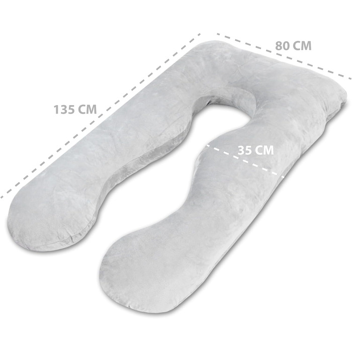 Подушка для вагітних та годування Totsy Baby XXL, U-подібна, 135 см, знімний чохол, сірий, ортопедична подушка для сну та підтримки