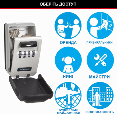 Сейф для ключів Master Lock з підсвічуванням кодових коліс, настінний вуличний ключ-бокс (12.6 x 7.2 x 5.2 см)