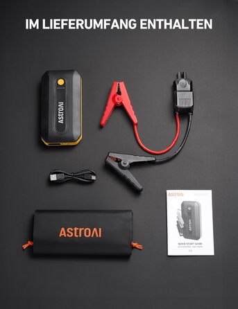 Powerbank Starthilfe AstroAI B8 для автомобіля: 7.0L бензин/5.5L дизель, Jump Starter з LED, QC 3.0 USB, 12V