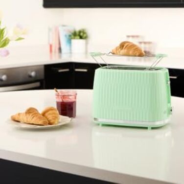 Тостер Russell Hobbs Eden на 2 тости, зелений (27372-56) - 6 режимів, розморожування, підігрів, підйом тостів, лоток для крихт