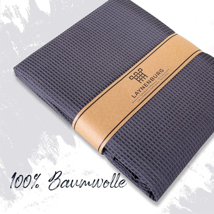 Плед LAYNENBURG Premium 180x220 см, вафельна тканина, 100% бавовна, антрацит