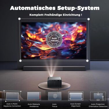 Проєктор Beamer-4K Smart Home Cinema: WiFi6, Bluetooth, Dolby Audio, Netflix, 1080P HD, Автофокус, eARC/CEC, Чорний