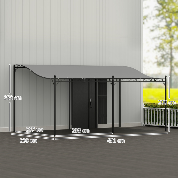 Альтанка Outsunny Extension Pergola з дахом, водовідштовхувальний навіс для альтанки, окремо стояча садова альтанка Патіо Навіс для альтанки Захист від сонця для саду патіо приблизно 3x5x2,5 м Темно-сірий