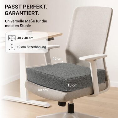 Ортопедична подушка для сидіння з Memory Foam 40x40 см Anthrazit - для офісного крісла, авто, візка. Нековзка, знімний чохол