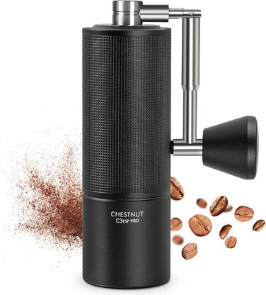 Ручна кавомолка TIMEMORE Chestnut C3 ESP PRO: корпус з нержавіючої сталі, жорна S2C, для еспресо та френч-пресу, чорний колір