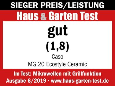 Мікрохвильова піч з грилем CASO MG 20 Ecostyle Ceramic, 20 л, керамічне дно, двоярусне приготування, сучасний дизайн