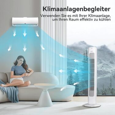 Вентилятор Tower Aigostar Turmventilator з пультом, 70° осциляція, таймер 7 год, 3 режими/швидкості, енергоефективний, 2 шт.
