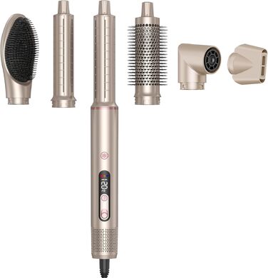 UKLISS Airstyler Pro 7 в 1: Фен-щітка з дифузором, 1400 Вт, 110 000 об/хв, професійний стайлер для сушіння, завивки та випрямлення волосся (Золотий)