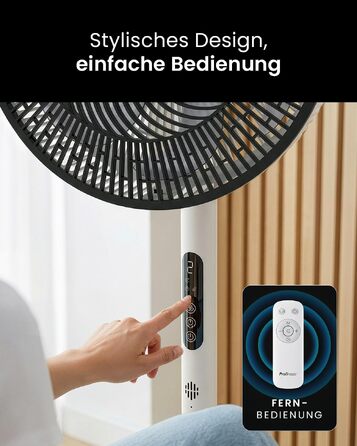 Вентилятор підлоговий Pro Breeze AirFlo Slim: 3 в 1, 70/100/130 см, 9 швидкостей, тихий, з пультом, таймером, для спальні та офісу (білий)