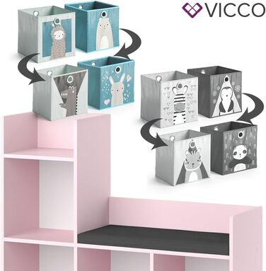 Дитяча полиця Vicco Luigi рожева 107.2x88.6 см з 2 складними коробами (сірі)