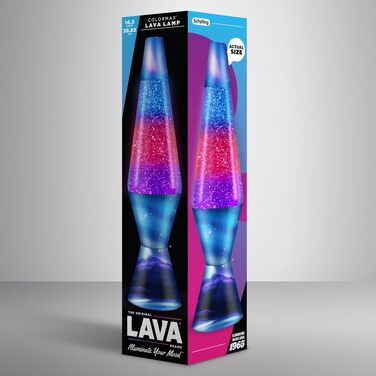 Лава-лампа Lava Lampe 2103: білий віск, синя рідина, срібляста основа та ковпак, висота 36.8 см, декоративний нічник для створення атмосфери