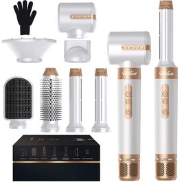 Мультистайлер для волосся 7 в 1 UKLISS Hairstyler Pro: фен, автоматична плойка, круглий брашинг та випрямляч для волосся, білий