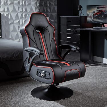 Ігрове крісло X Rocker Torque 2.1 з Bluetooth, вібрацією та аудіосистемою, червоне, педестальне крісло для геймерів та розваг