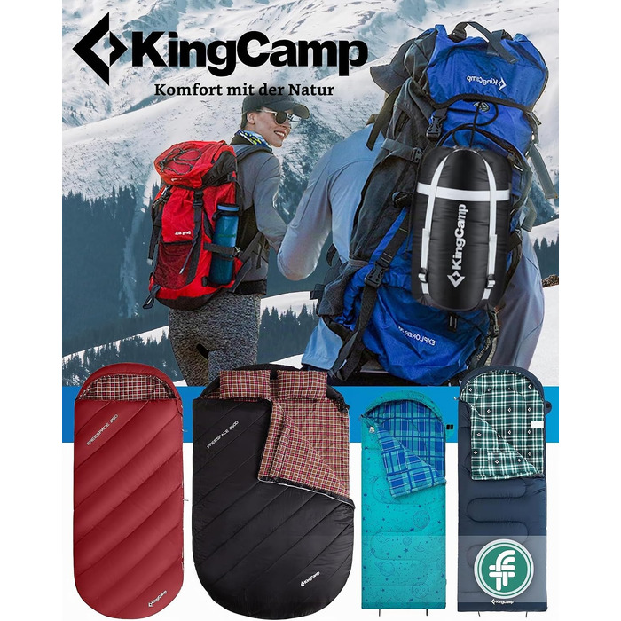 Спальний мішок KingCamp XXL з бавовняного фланелі для дорослих, класичний сірий, 220x100 см