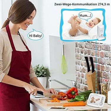 Відеоняня Baby Phone з 3.2-дюймовим LCD-дисплеєм, HD цифрова камера з нічним баченням, 2.4 GHz та двостороннім зв'язком