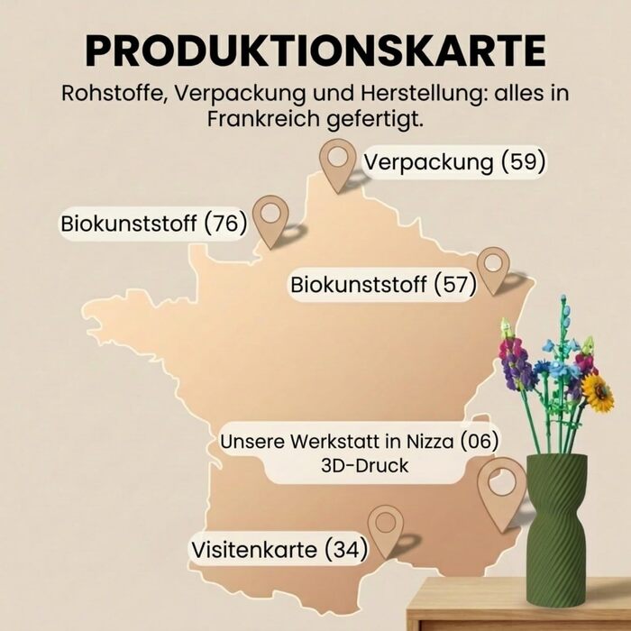Ваза для Lego квітів, декоративна з біопластику, оливково-зелена (пісочний годинник)