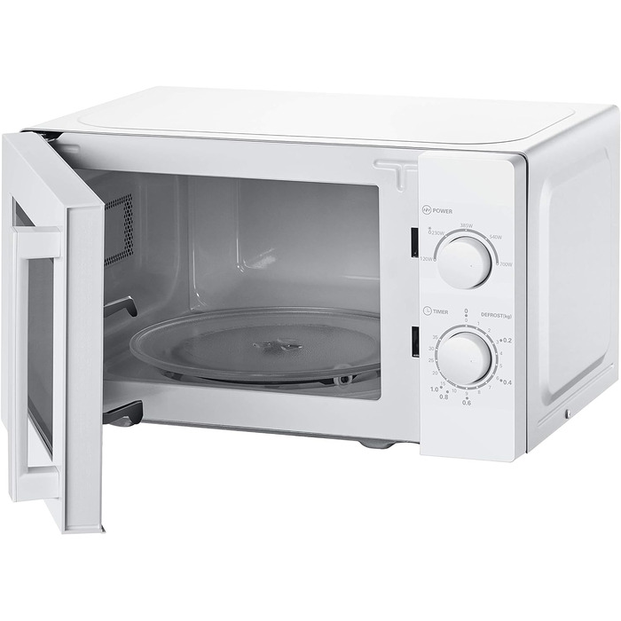 Мікрохвильова піч Comfee CMSN 20 WH, 20 л, 700 Вт, механічне керування, 5 режимів, розморожування, підсвічування, біла
