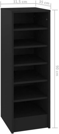 vidaXL Шафа для взуття з 6 відділеннями, чорна, 31,5x35x90 см, ДСП