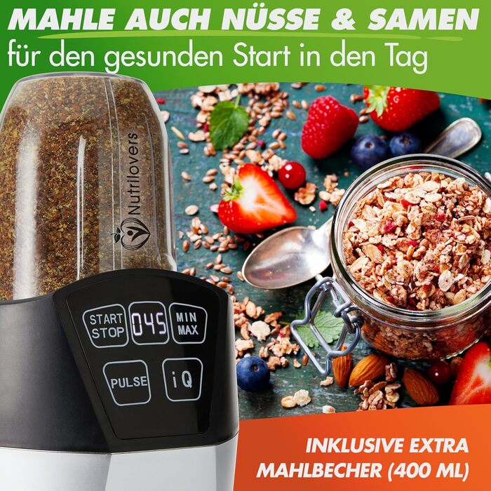 Блендер для смузі NutriBlender Smoothie-Maker 1000 Вт з авто-функцією Auto-IQ, 2 стакани, ніж, кришки, без BPA + Книга рецептів