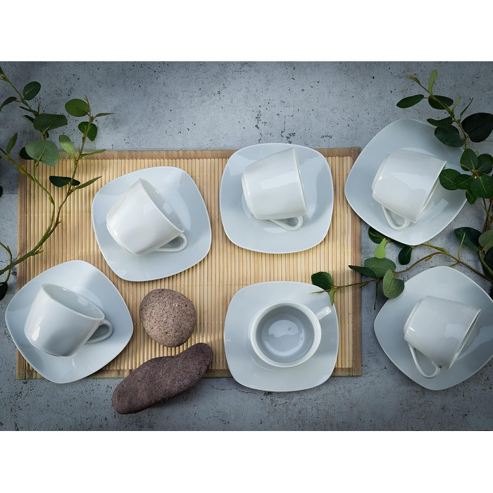 Набір кавових чашок CreaTable Square Weiss, 12 шт, 200 мл, білий фарфор