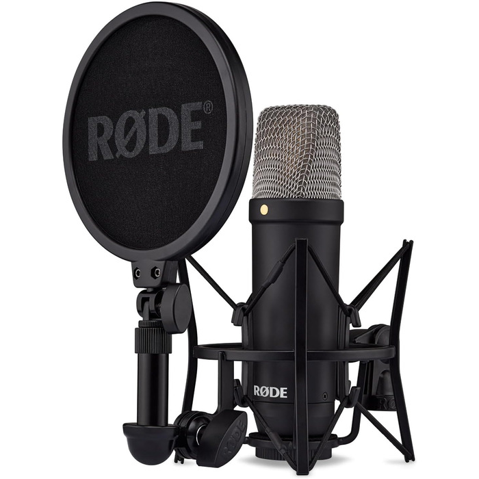 Студійний конденсаторний мікрофон Rode NT1 Signature Black з підставкою keepdrum